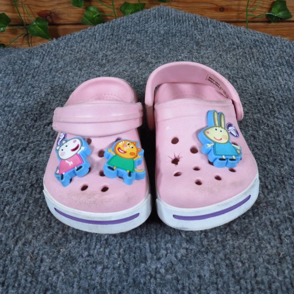 Crocs‎ Classic Peppa Pig Toddler Girl Casual Clogs Size 4-5C Play Pink Synthetic